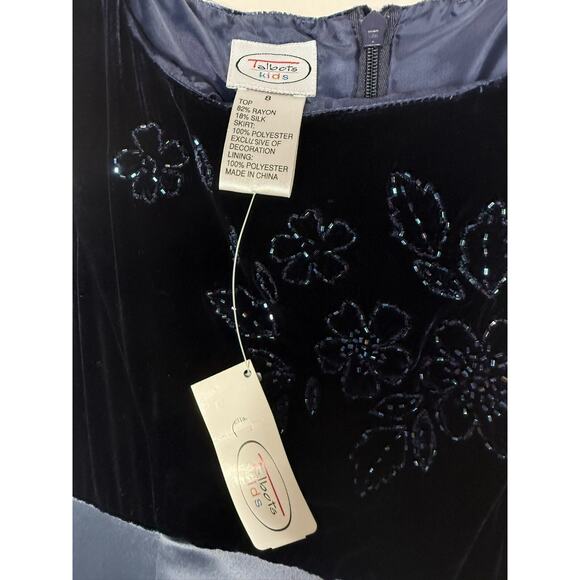 Talbots Vintage 90s NWT Silk Satin Velvet Dress Empire Waist Maxi Girls 8 Formal - Picture 4 of 6